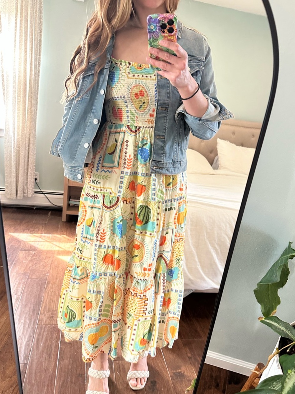 Fruit Print Smocked Midi Dress Cottagecore Farm Rio Anthropologie Style S